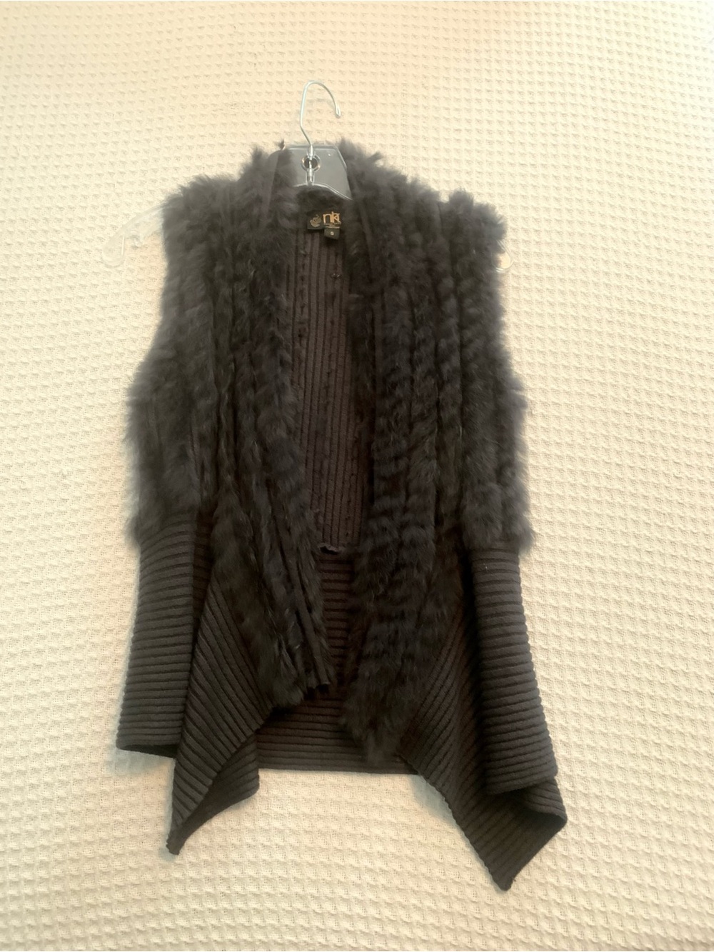 Metric Knits Fur Collection Black Rabbit Fur Vest